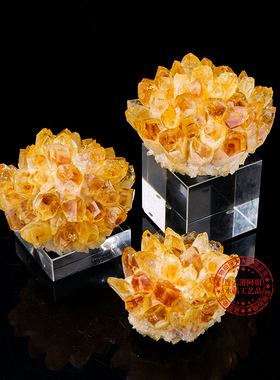 天然暴力黄水晶簇摆件黄水晶