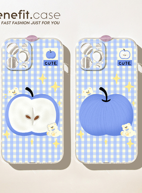 benefit蓝色格纹星星苹果17适用于iphone16promax苹果15PRO手机壳13新款14套12创意11透明xsmax硅胶xr防摔8p