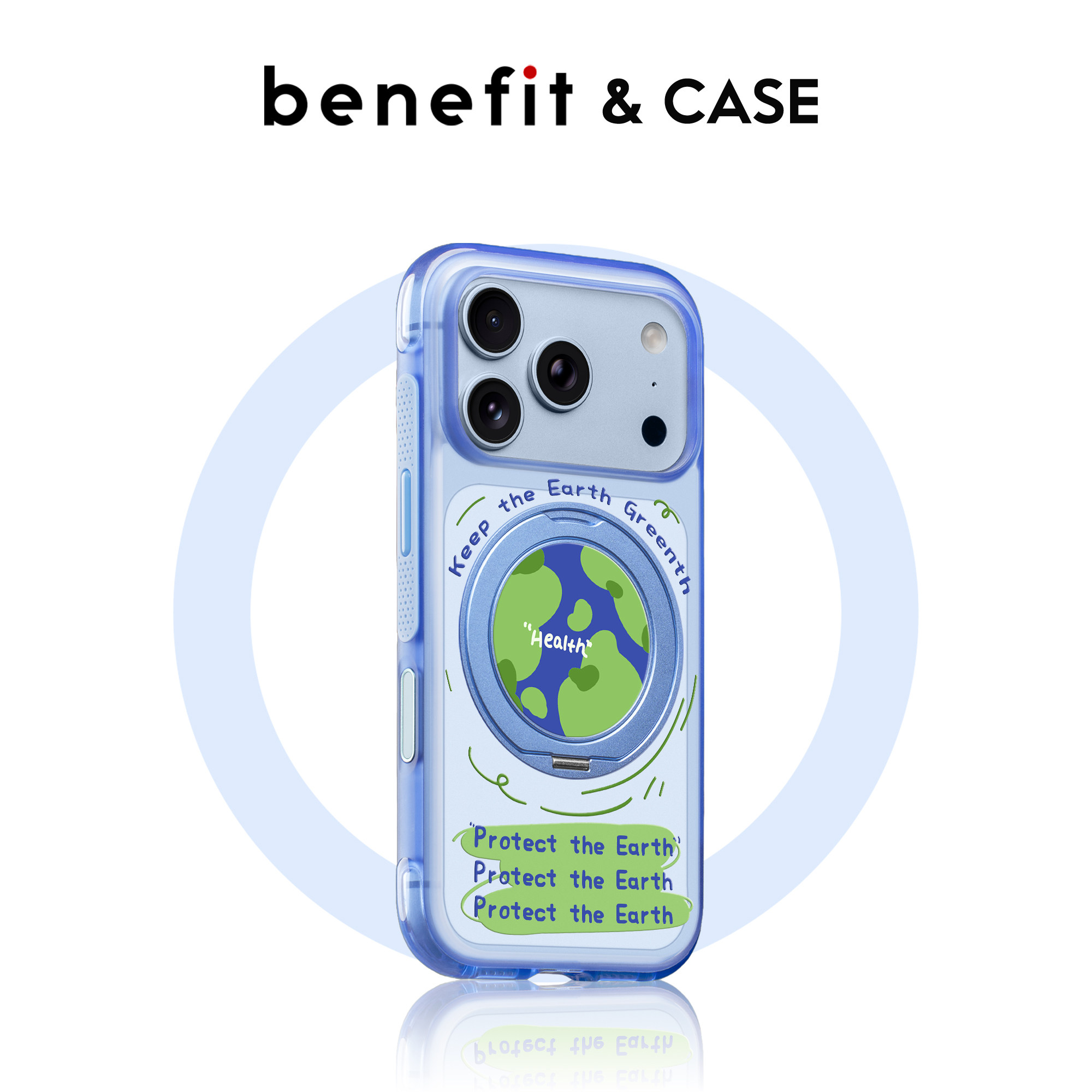 benefit冰川蓝保护地球涂鸦英文支点壳适用于iphone18promax手机壳磁吸旋转支架苹果17PRO新款16pro防摔15pro