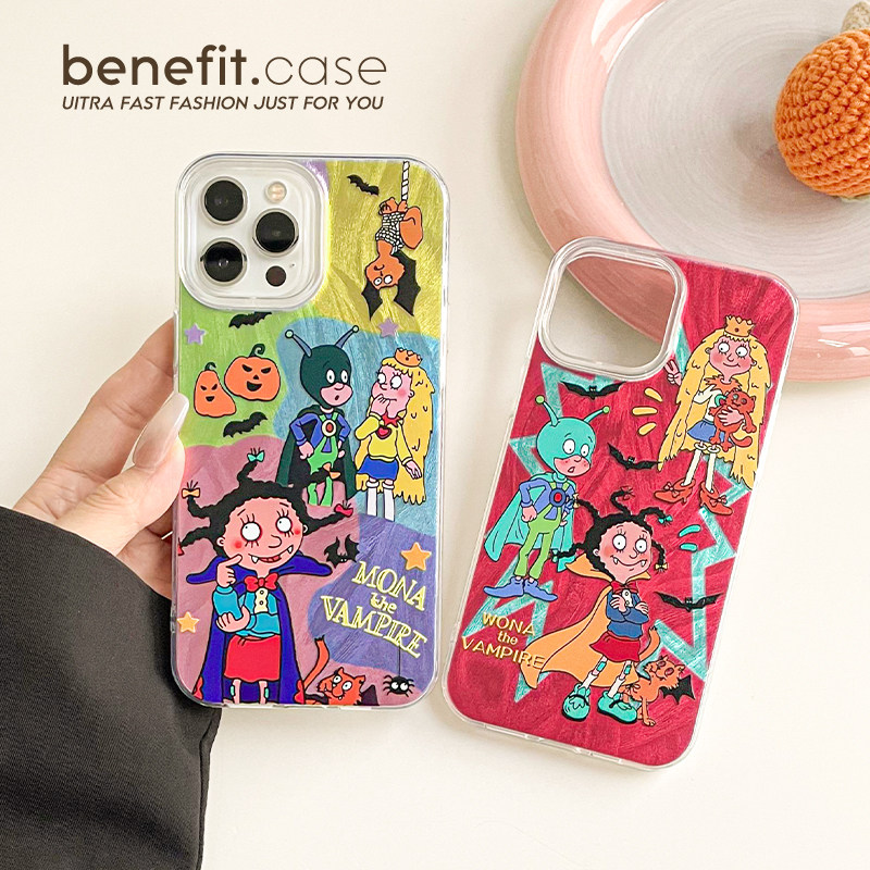 benefit彩色拼接小魔女蒙娜17适用于iphone16promax苹果15PRO手机壳13新款14套12创意11羽纱xsmax硅胶xr防摔图片