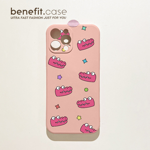 benefit卡通可爱粉色小鳄鱼16适用于苹果15手机壳13iphone14promax新款 12套11小众xsmax软xr硅胶8plus防摔7p