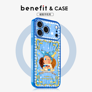 benefit巴洛克金边卖萌小人适用于iphone17promax苹果16PRO晶盾磁吸手机壳15新款 13套14冰川纹12防摔彩色边框
