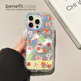 benefit彩色卡通小狗乐园17适用于iphone16promax苹果15PRO手机壳13新款 14套12创意11冰川纹xsmax硅胶xr防摔