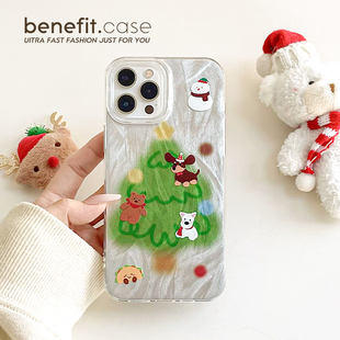 benefit韩风圣诞树小动物17适用于iphone16promax苹果15PRO手机壳13新款 11羽纱xsmax硅胶xr防摔8p 14套12个性