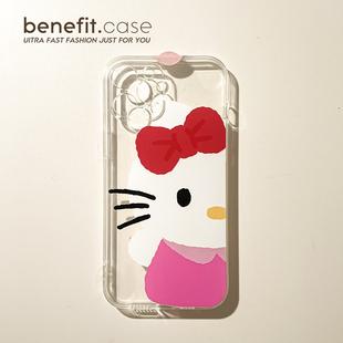 benefit彩绘可爱凯蒂猫17pro16适用于iphone15promax苹果15PRO手机壳13新款 14套12小众11透明xsmax硅胶xr防摔