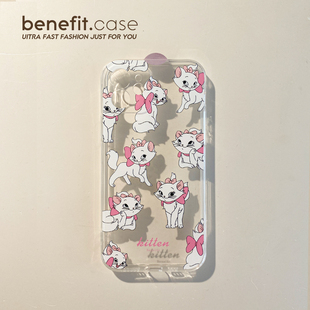 Benefit卡通玛丽猫16适用15苹果13promax手机壳iphone12mini软壳14promax套11xsmax透明少女8p7p简约可爱清新