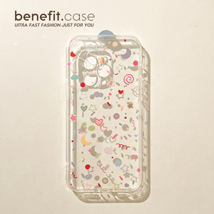 benefit简约彩色波点星星17pro16适用iphone15promax苹果13手机壳14promax新款 12套11小众xsmax透明xr硅胶8p