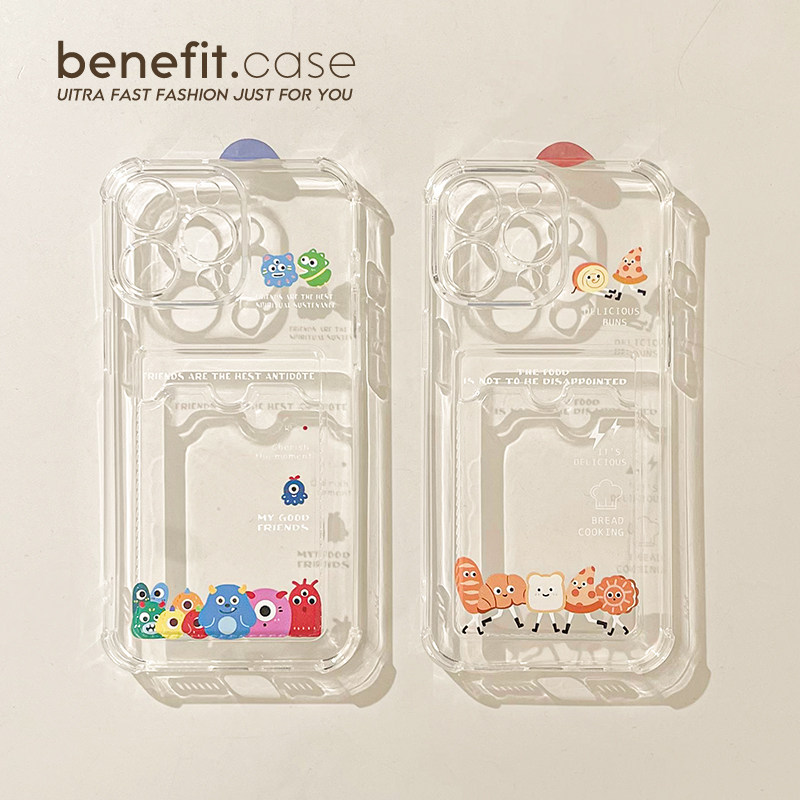 benefit可爱面包小怪兽卡包17适用于iphone16promax苹果15PRO手机壳13新款14套12简约11透明xsmax硅胶xr防摔