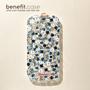 benefit小清新蓝色小碎花17pro16适用iphone15promax苹果13手机壳14promax新款 12套11文艺xsmax透明xr硅胶8p