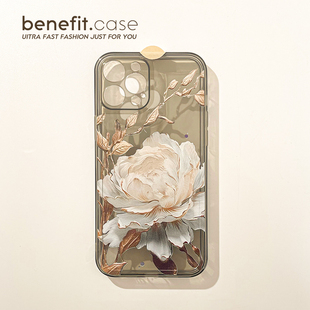 benefit唯美国风望舒金莲17适用于iphone16promax苹果15PRO手机壳13新款 14套12创意11全包xsmax硅胶xr防摔8p