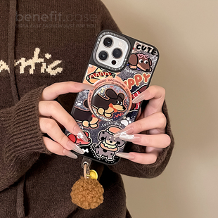 benefit可爱牛仔布腊肠狗带同款 14套12防摔 磁吸支架公仔17适用于iphone16promax苹果15PRO磁吸手机壳13新款