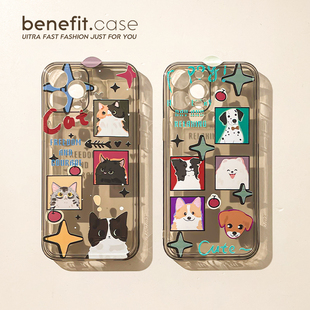 benefit高级感复古猫咪狗狗17pro16适用iphone15promax苹果13手机壳14promax新款 12套11情侣xsmax透明xr硅胶