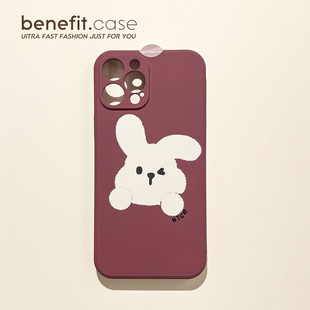 Benefit卡通可爱新年毛绒兔子17pro16适用15苹果13手机壳iphone14promax新款 12保护套11喜庆xsmax透明xr硅胶