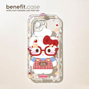 benefit日韩可爱KT猫厨师17适用于iphone16promax苹果15PRO手机壳13新款 14套12创意11透明xsmax硅胶xr防摔8p