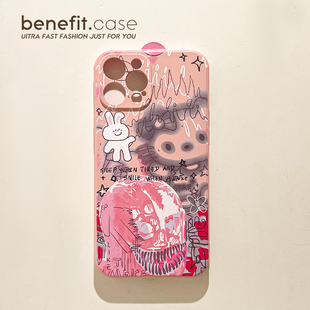 benefit日系插画恶搞涂鸦17pro16适用iphone15promax苹果13手机壳14promax新款 12套11创意xsmax全包xr硅胶8p
