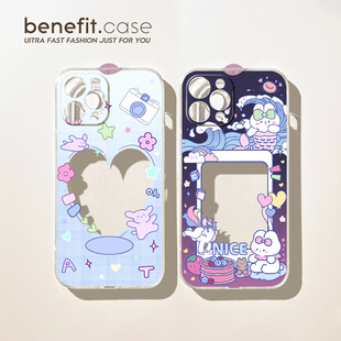 benefit卡通动物美人鱼追星小卡17pro16适用于15苹果13手机壳iphone14promax新款 12套11情侣xsmax透明xr全包