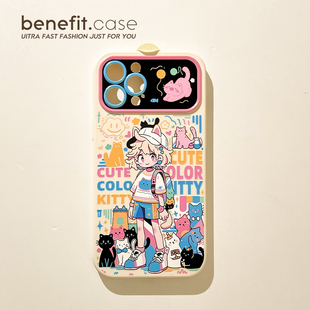 benefit卡通可爱猫咪女孩16适用于苹果15手机壳13iphone14promax新款 12套11创意xsmax小众xr硅胶8plus防摔7p