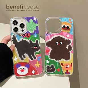benefit炸毛小猫毛茸小狗17适用于iphone16promax苹果15PRO手机壳13新款 14套12情侣11羽纱xsmax硅胶xr防摔8p