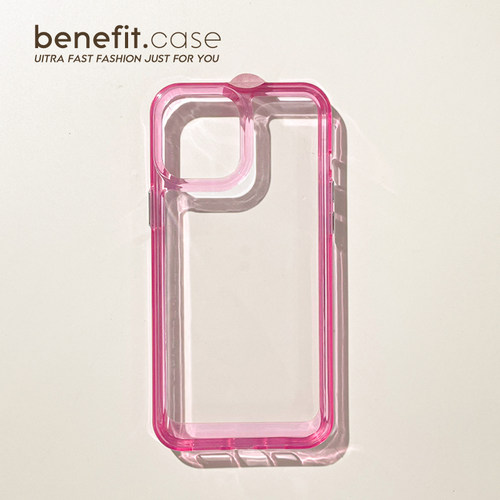 纯色粉边苹果简约ins创意手机壳