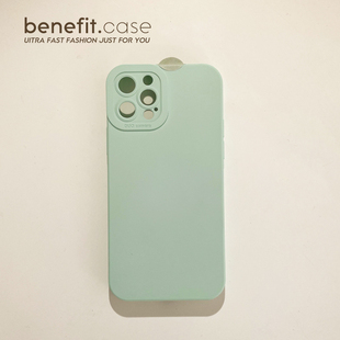 Benefit简约ins淡青色纯色17pro16适用15苹果13promax手机壳14promax日韩iphone12min硅胶xsmax男女潮r新8pl