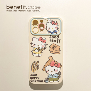 benefit可爱农民凯蒂猫16适用于iphone15promax苹果15PRO手机壳13新款 14套12简约11全包xsmax硅胶xr防摔8plus