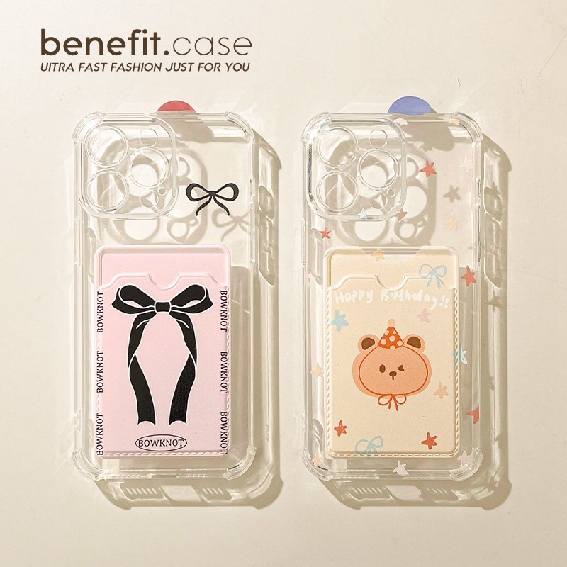 benefitins蝴蝶结奶萌熊卡包17适用于iphone16p