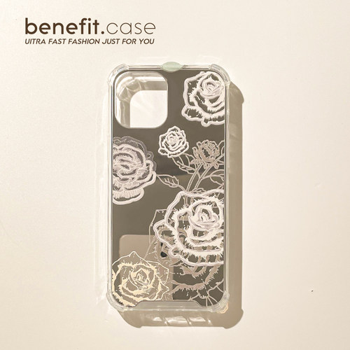 防摔镜面银色狂爱玫瑰