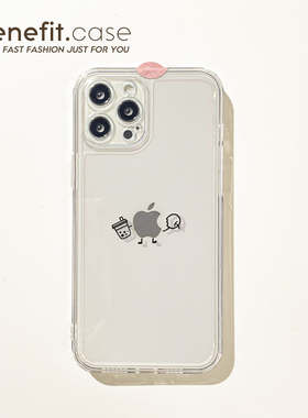 benefit创意搞怪吃苹果17pro16适用15苹果13手机壳iphone14promax新款12套11xsmax简约透明xr全包8p硅胶保护