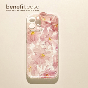 Benefit清新ins樱花17pro16适用15苹果13promax手机壳高级iphone12防摔14promax新唯美11女xsmax文艺xr透明8