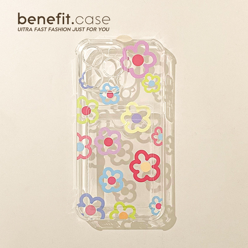 benefit彩色线条花朵卡包17适用于iphone16promax苹果15PRO手机壳13新款14套12创意11透明xsmax硅胶xr防摔8p,3C数码配件,手机保护套/壳,淘宝优惠券,粉丝福利购,淘宝优惠卷