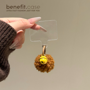 benefit复古秋冬可爱铃铛毛球挂件手机壳配饰耳机套少女心包包挂件钥匙扣毛绒绒铃铛公仔挂饰