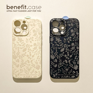 benefit韩系复古文艺碎花17适用于iphone16promax苹果15PRO手机壳13新款 14套12创意11全包xsmax硅胶xr防摔8p