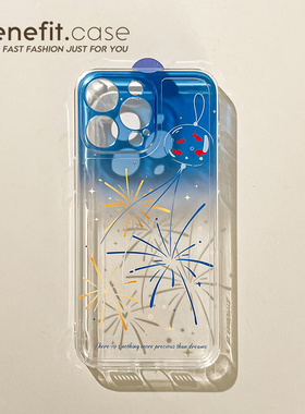 benefit创意蓝色渐变烟花17适用于iphone16promax苹果15PRO手机壳13新款14套12个性11透明xsmax硅胶xr防摔8p