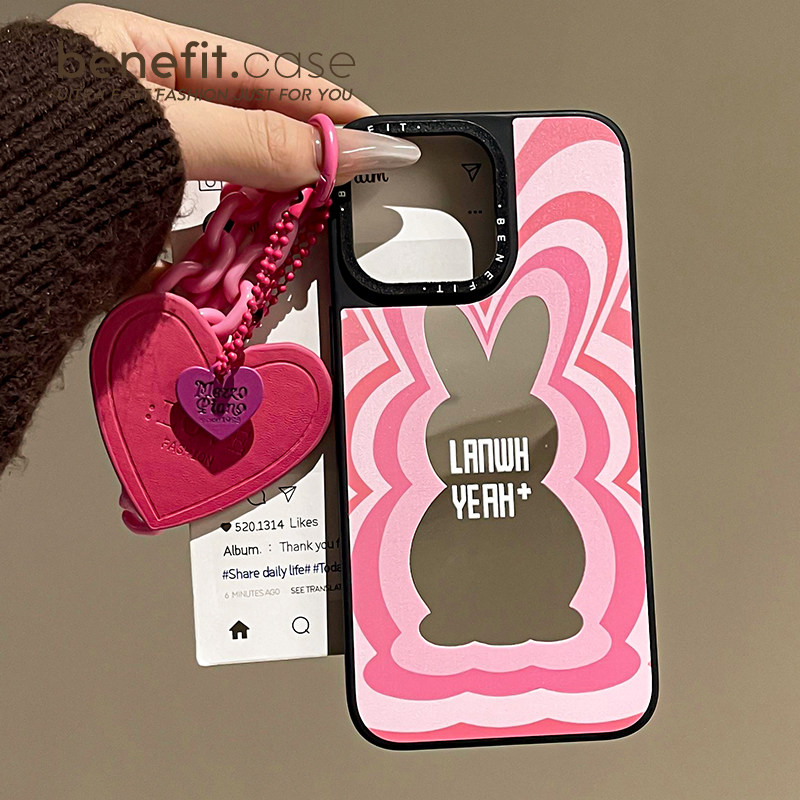 benefit粉色渐层可爱镜中兔带爱心手链17适用于iphone16promax苹果15PRO磁吸手机壳13新款14套12冰川纹防摔,3C数码配件,手机保护套/壳,淘宝优惠券,粉丝福利购,淘宝优惠卷