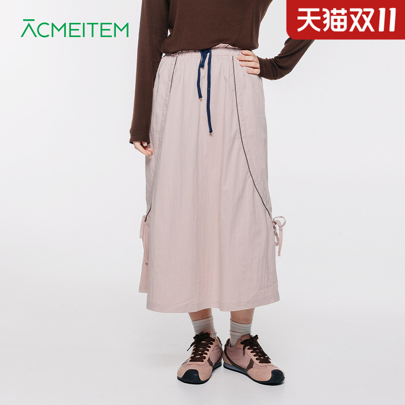 ACMEITEM爱棵米 户外女士蝴蝶结小清新A字长裙休闲宽松半身裙子