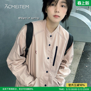 ACMEITEM爱棵米 秋通勤休闲立领衬衫外套日系宽松长袖上衣男女