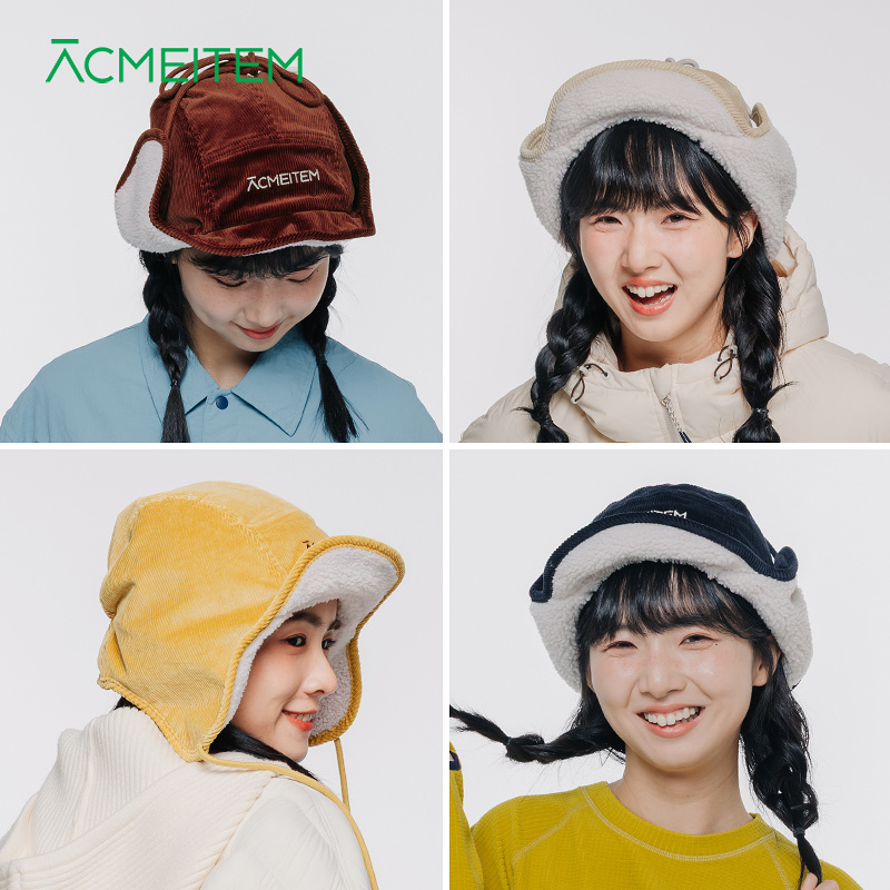 ACMEITEM爱棵米 户外复古保暖灯芯绒护耳帽加绒雷锋帽