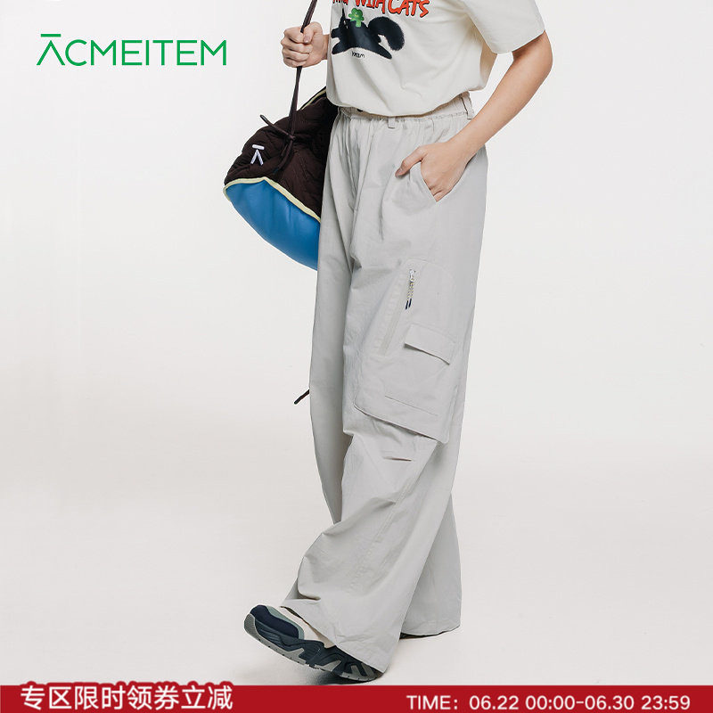 ACMEITEM爱棵米 秋城市户外阔腿裤松紧系绳宽松休闲直筒长裤男女
