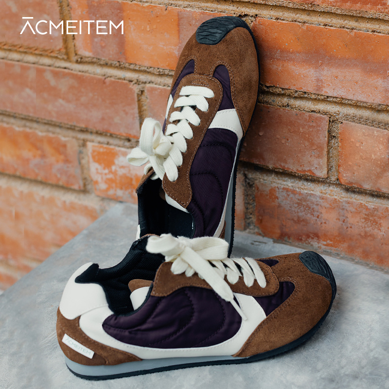 ACMEITEM爱棵米 城市户外秋冬女士撞色鞋带复古休闲鞋子