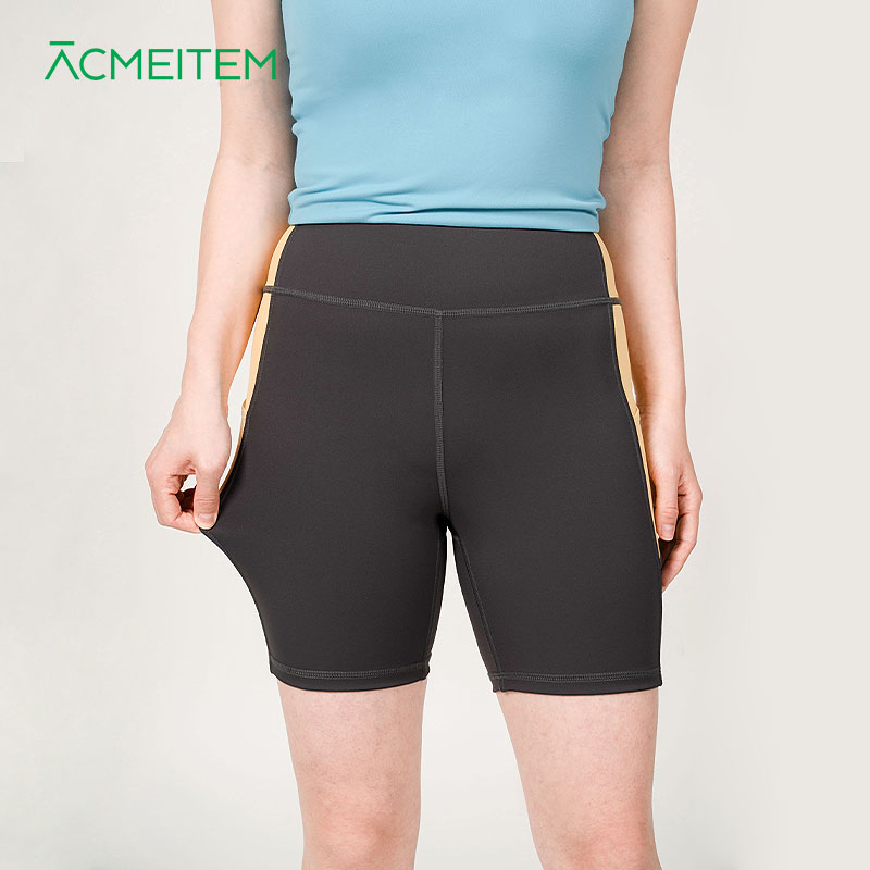 ACMEITEM爱棵米 户外拼色运动打底裤高弹修身瑜伽跑步短裤子女士
