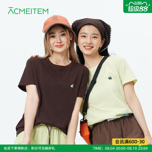 ACMEITEM爱棵米 城市户外小马刺绣圆领短袖T恤正肩合体T恤女