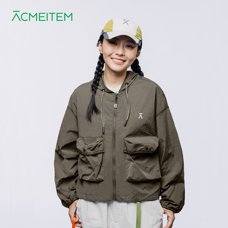 ACMEITEM爱棵米 户外防泼水女士夹克外套休闲连帽大口袋扩版上衣
