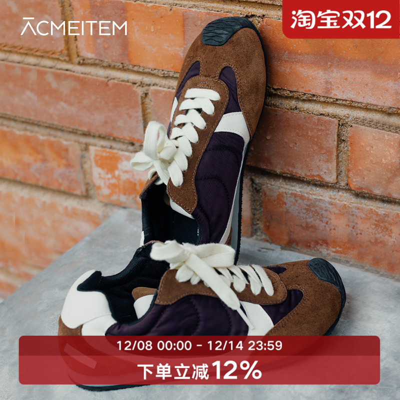 ACMEITEM爱棵米 城市户外秋冬女士撞色鞋带复古休闲鞋子