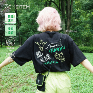 ACMEITEM爱棵米 T恤运动休闲宽松上衣男女 户外亲子印花凉感短袖