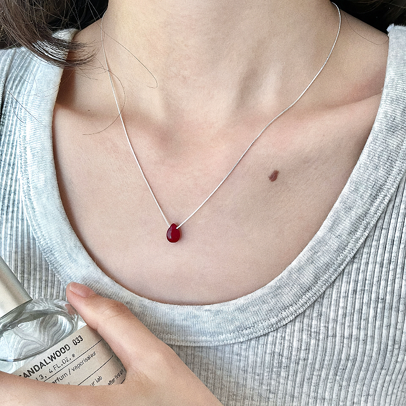 水滴玛瑙项链纯银轻奢清冷感饰品