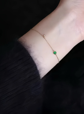 绿宝石手链纯银复古小众高级饰品