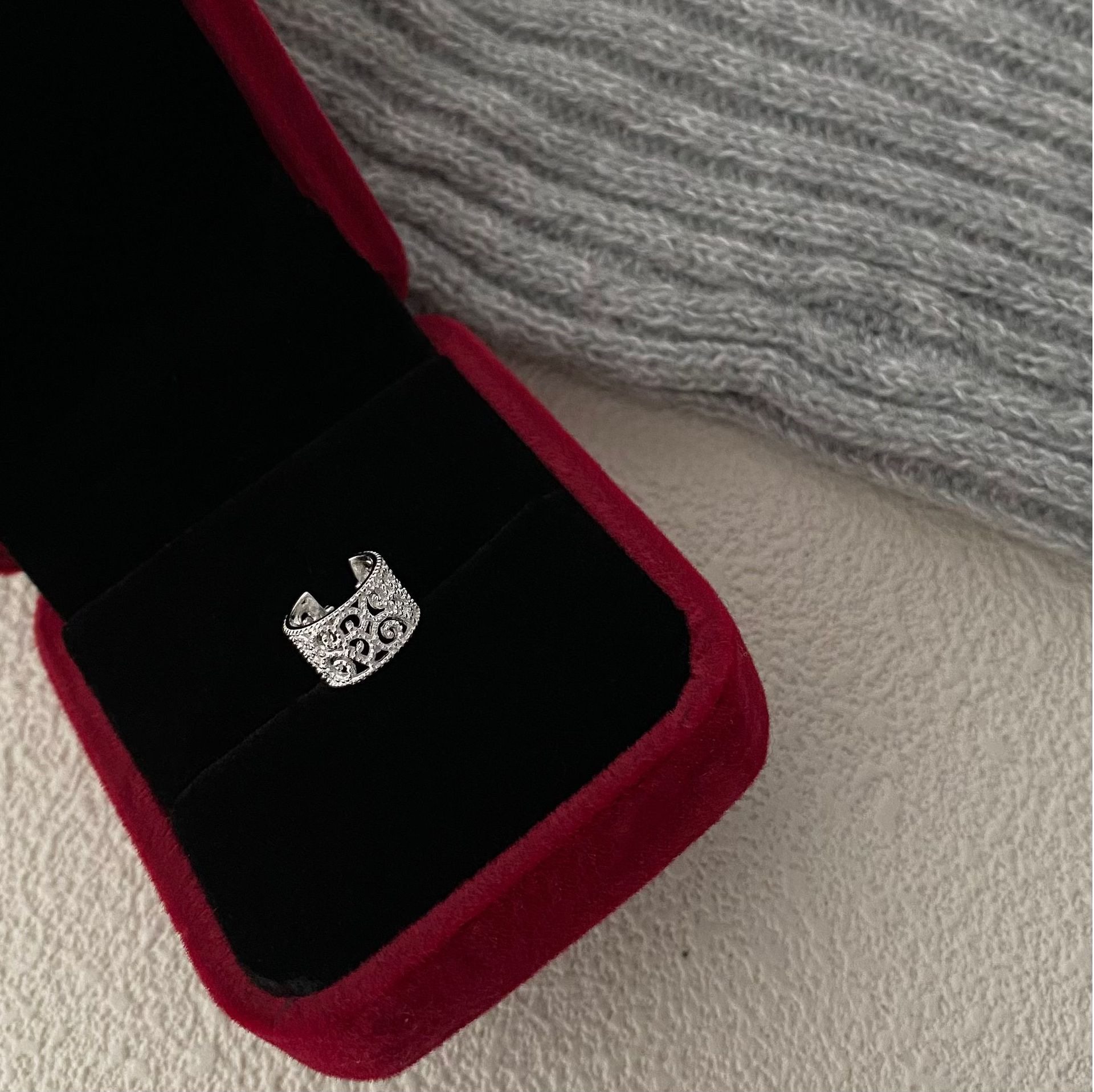 法式镂空芭蕾耳骨夹纯银花纹轻奢复古个性手工小众设计高级感饰品,饰品/流行首饰/时尚饰品新,戒指/指环,淘宝优惠券,粉丝福利购,淘宝优惠卷