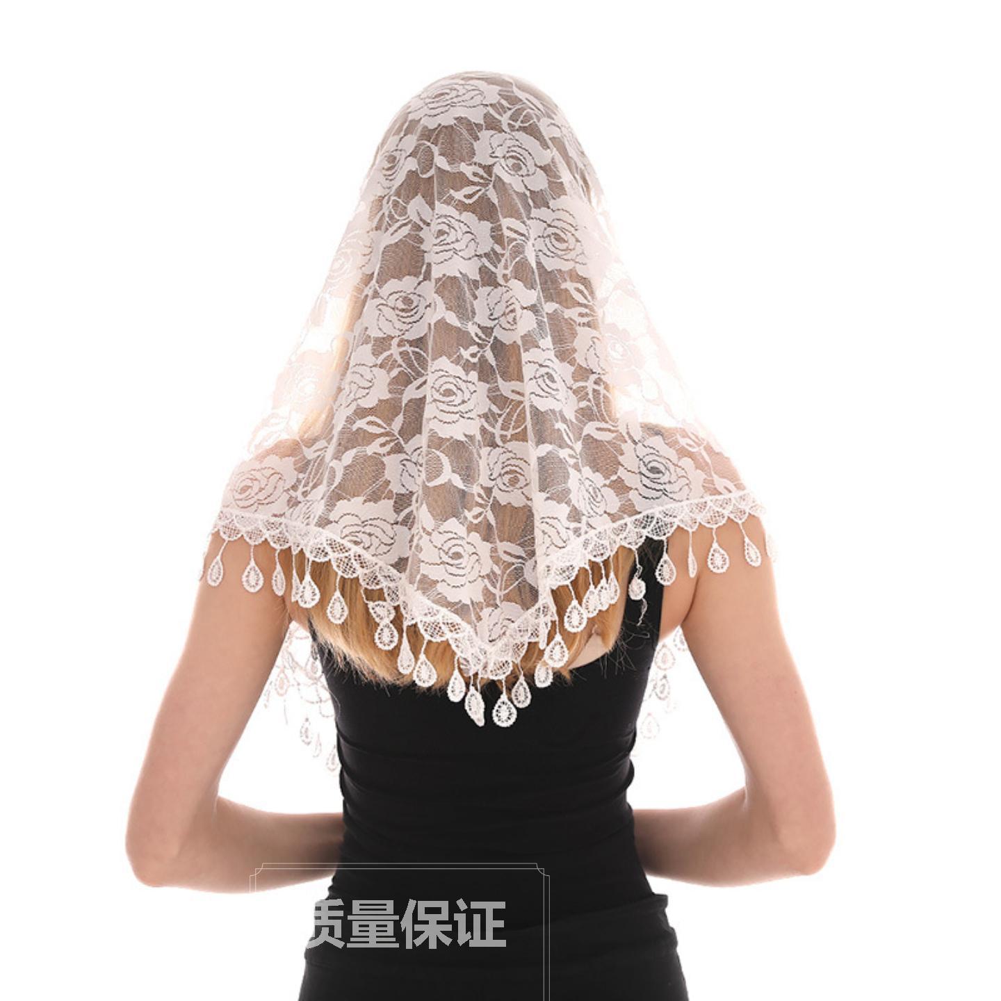 蕾丝单色韩国巾时尚镂空女士纯色玫瑰花围巾05