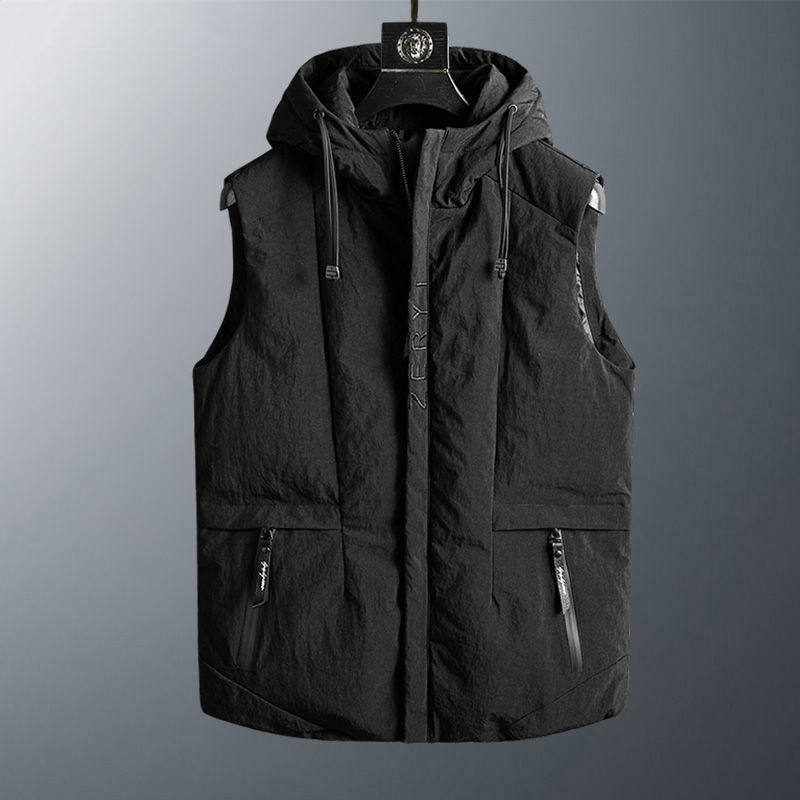 IT INS TRENDY BRAND DOWN VEST MENS SPRING AND AUTUMN KOREAN VERSION DESIGN SENSE DETACHABLE HOODED WARM SHOULDER VEST JACKET
