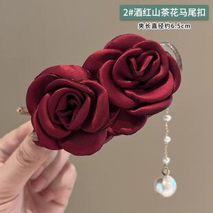 喜婆婆头上戴的花女士盘头花喜婆婆头饰高端结婚妈妈盘头发饰发簪